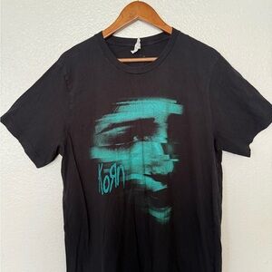 KORN Chopped Face Shirt Adult Size XL Black Blue Graphic, Canvas Cotton Mens